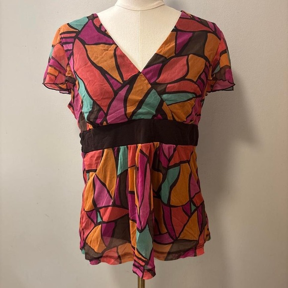 Apt. 9 Tops - Y2K Apt.9 Brown Multicolored Abstract Top Size‎ Women's Large